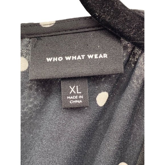 Who What Wear Dress Cold Shoulder Polka Dot Black White Lined‎ Womens XL - Picture 6 of 8